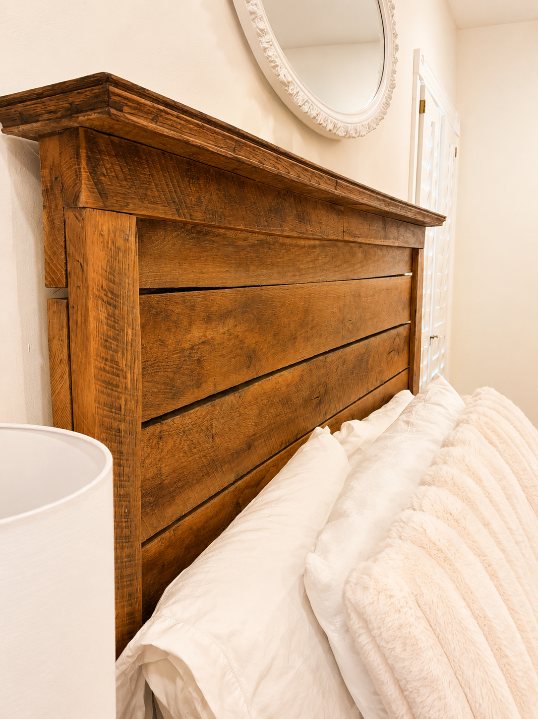 Custom rustic wood headboard