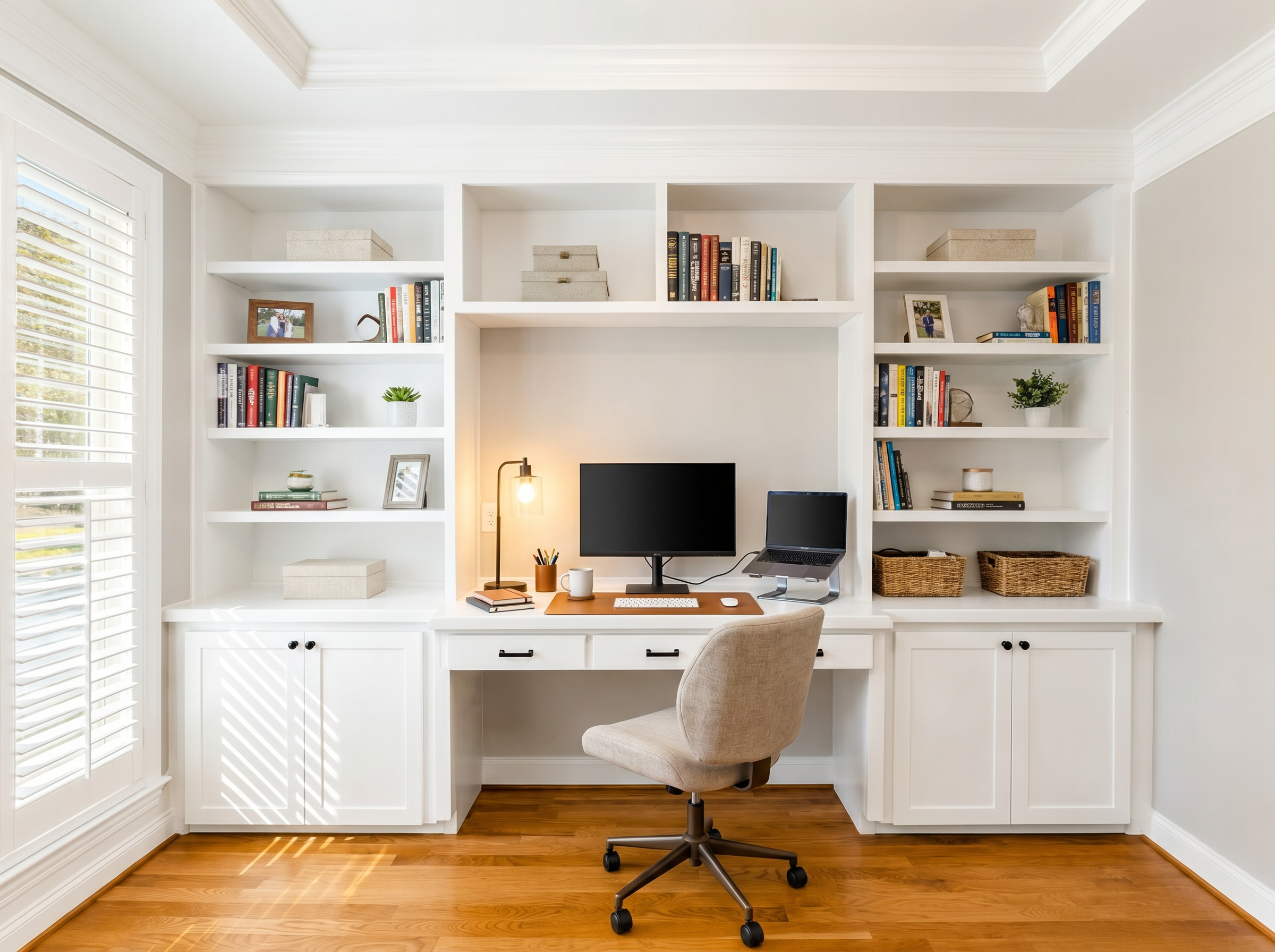 Custom Built-in Desk with Cabinets